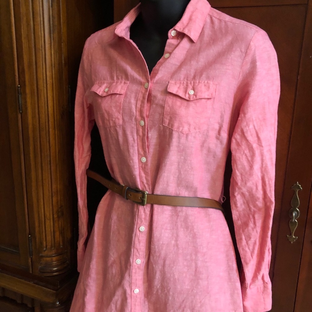 Brook’s Brothers size 4 Linen Button Down Dress in pink